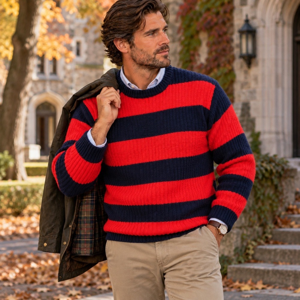 Vintage Canterbury New Zealand Sweater Wool Rugby Striped Chunky Crewneck Mens L